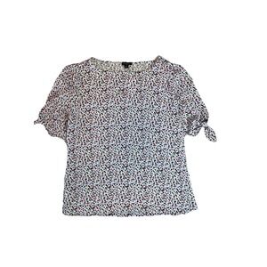 Ann Taylor Top Blouse Polka Dot Bow Tie Sleeve New No Tags Career Sz Medium